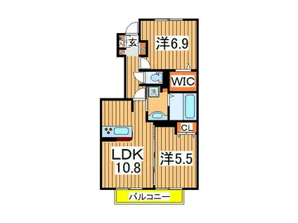 サンヒルズヴィラカインドネス1(2LDK/1階)の間取り写真