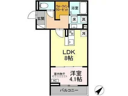 グランパセオ湯田(1LDK/2階)の間取り写真