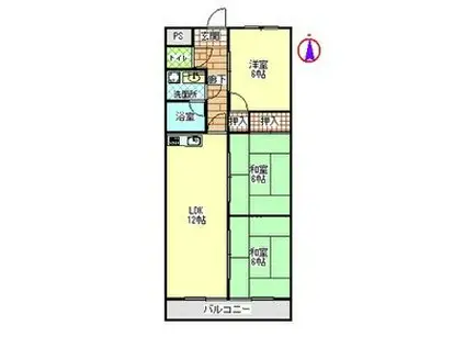 マンション東柴第ニ(3LDK/1階)の間取り写真