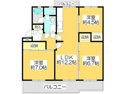 ヴィラナリー屋島 5号棟(3LDK/5階)の間取り写真