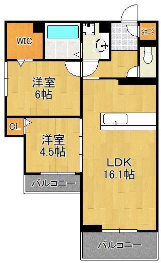 アピアランス中井(2LDK/2階)の間取り写真