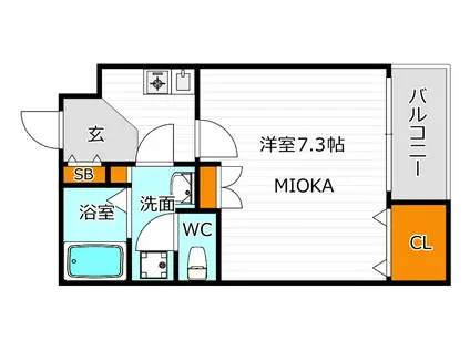 沢ノ町駅前88マンション(1K/3階)の間取り写真