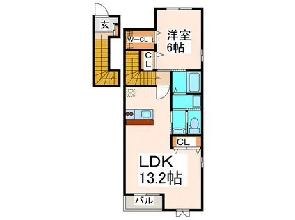 ひまわりA・B(1LDK/2階)の間取り写真