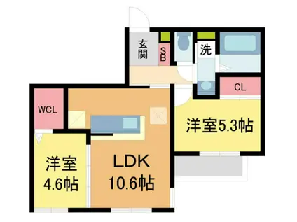 リラフィナート西宮北口(2LDK/1階)の間取り写真