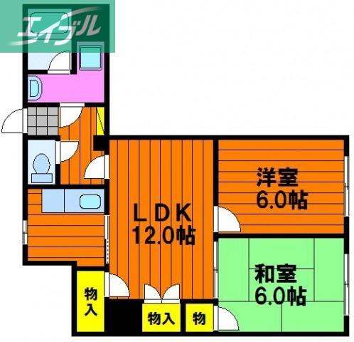 近藤セントラルビル(2LDK/3階)の間取り写真