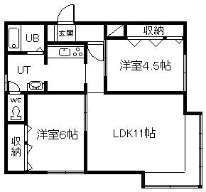 フローラA(2LDK/1階)の間取り写真