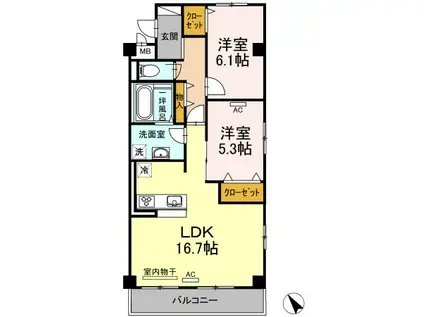 ポラリス(2LDK/3階)の間取り写真