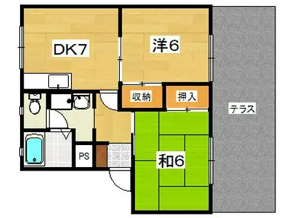 ミモザMURATA(2DK/1階)の間取り写真