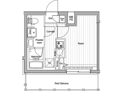プレミアムキューブ川崎(1K/4階)の間取り写真