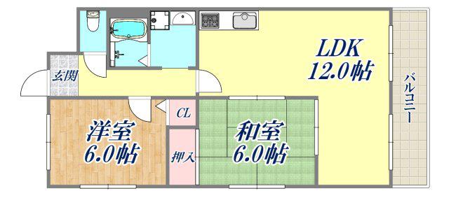 メゾン時友(2LDK/3階)の間取り写真