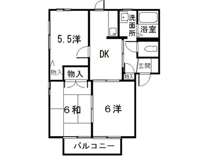 ディアスひらしま C棟(3DK/2階)の間取り写真
