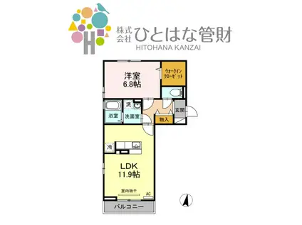 シャルール(1LDK/3階)の間取り写真