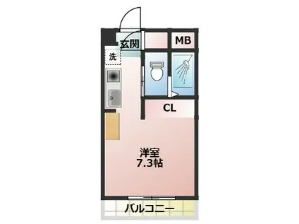 ハイツフジ(ワンルーム/1階)の間取り写真