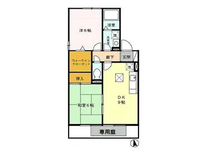 アークフラッツIII A棟(2DK/1階)の間取り写真