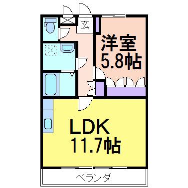 ガーデンヒルズ(1LDK/2階)の間取り写真