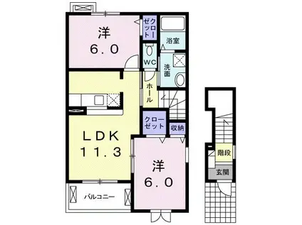 ティファレト(2LDK/2階)の間取り写真