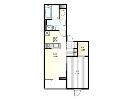 ベルリード美田園(1LDK/1階)の間取り写真