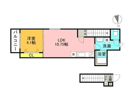 ロンボヌール(1LDK/1階)の間取り写真