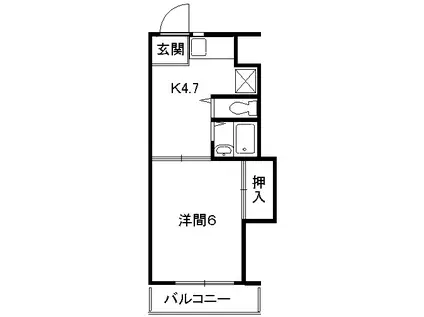 サンリバーハイツ(1K/1階)の間取り写真