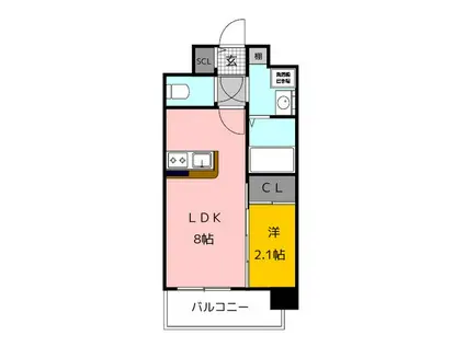 MODERN PALAZZO 箱崎駅前(1LDK/5階)の間取り写真