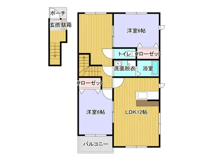 センタービューB(2LDK/2階)の間取り写真