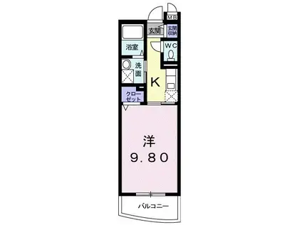 ラフィーネF(1K/1階)の間取り写真