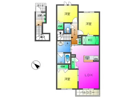 シャーメゾン サワーソレアード B棟(3LDK/2階)の間取り写真