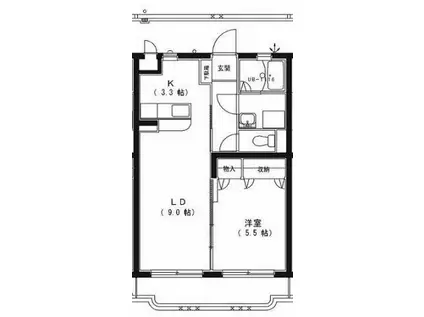 アンビシャス(1LDK/1階)の間取り写真