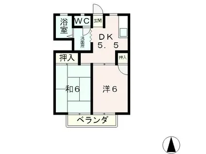 ブライトンハウス(2DK/2階)の間取り写真