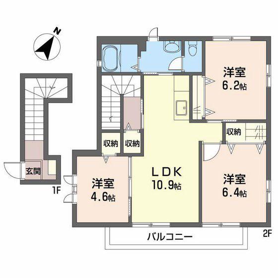 リストーロ平和台 A棟(3LDK/2階)の間取り写真
