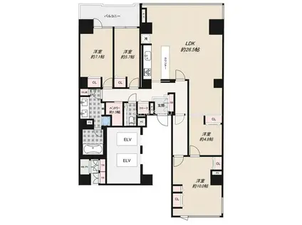 AMAX YOKOHAMA(4SLDK/14階)の間取り写真