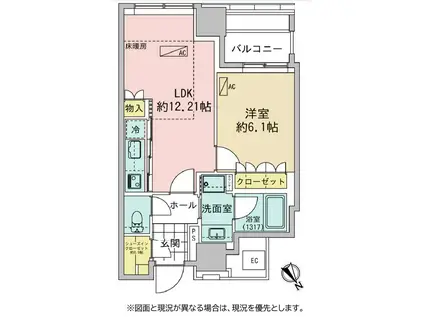 パークコート神宮前 THE AIR(1LDK/3階)の間取り写真