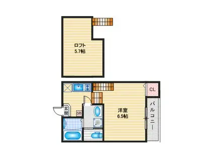 ハーモニーテラス長筬町IV(1SK/1階)の間取り写真
