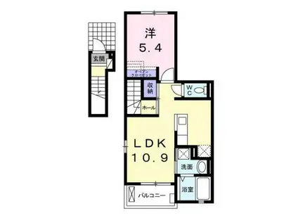 ラフレシール(1LDK/2階)の間取り写真