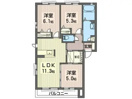 クレセオKOGA(3LDK/2階)の間取り写真