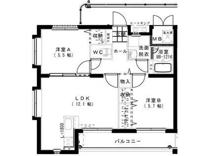 ユーミー江平 A棟(2LDK/2階)の間取り写真