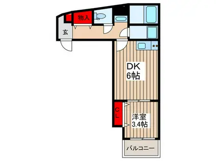 MARK DUO大和田I(1DK/3階)の間取り写真