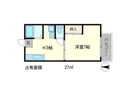 ラフィネ北白川A(1DK/1階)の間取り写真