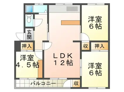 東垂水7号棟(3LDK/5階)の間取り写真