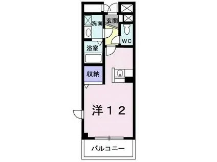 ヒューゲルキーファ(ワンルーム/2階)の間取り写真