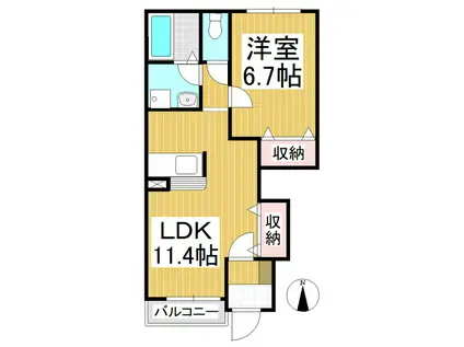 パルファミール(1LDK/1階)の間取り写真