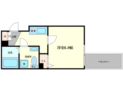 セレニテ本町REFLET(1K/13階)の間取り写真
