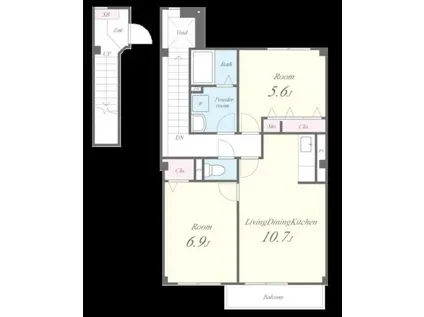 シャローム梅木A(2LDK/2階)の間取り写真