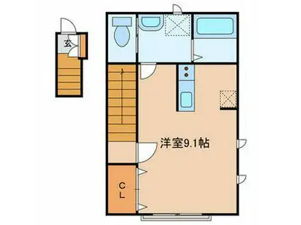 K FLAT(ワンルーム/2階)の間取り写真