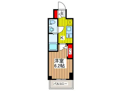 グランカーサさいたま新都心(1K/1階)の間取り写真