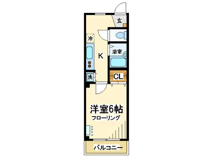 グレース成城II(1K/2階)の間取り写真