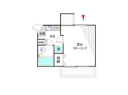 プラダK2(1K/2階)の間取り写真