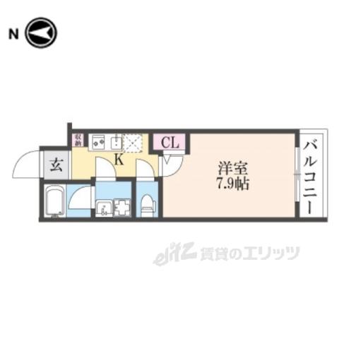 ヴィラ白川(1K/1階)の間取り写真