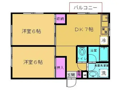 KSハイム(2DK/2階)の間取り写真