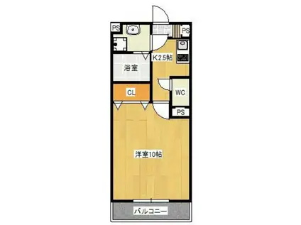 オプティマス医大南(1K/2階)の間取り写真